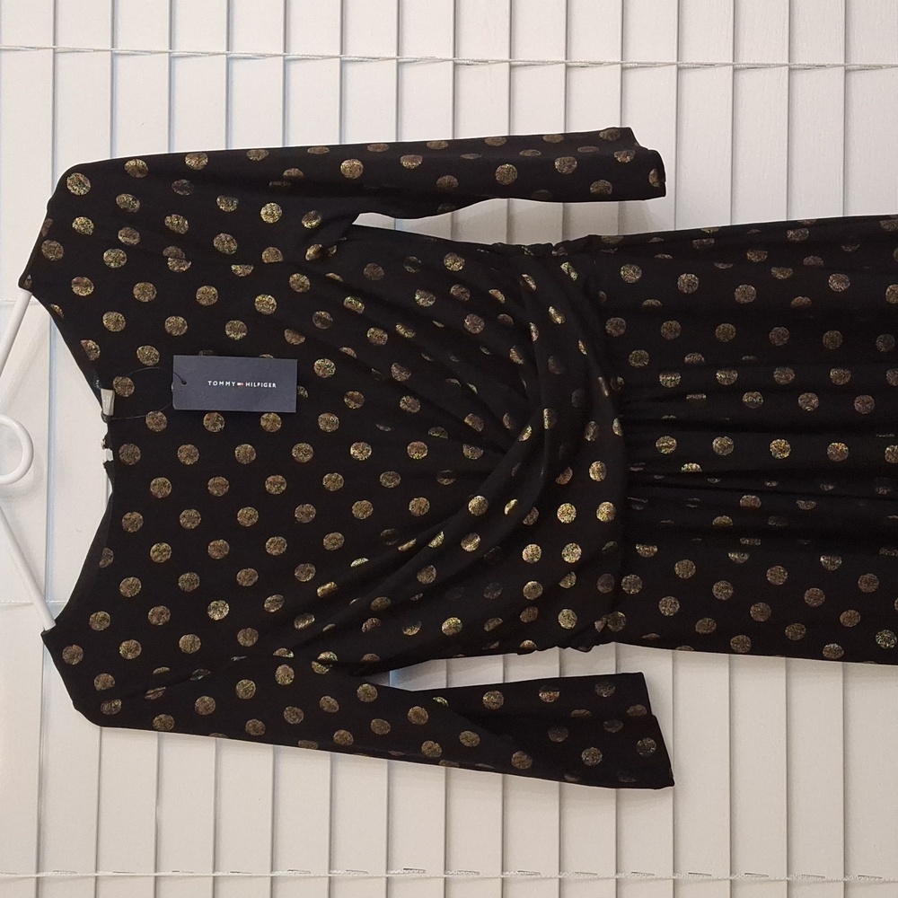 Tommy Hilfiger Petite Metallic Dot Ruched-Waist Dress